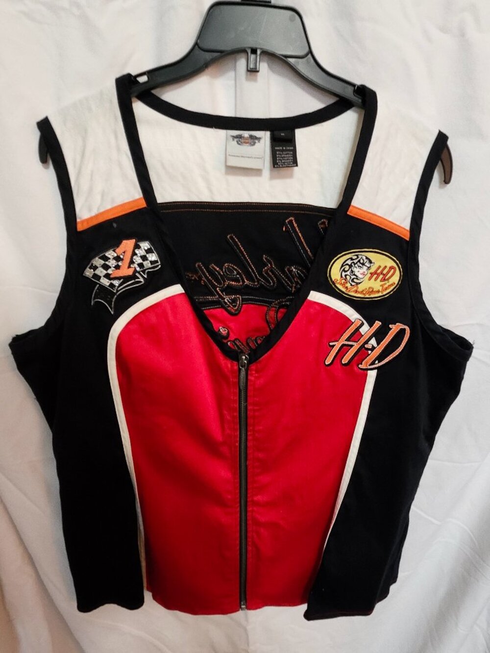 Harley Davidson Women's Black & Red & Orange Vest